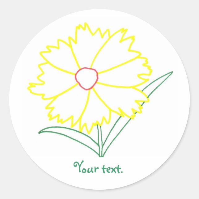 Coreopsis amarela Flor, adesivos com o seu texto (Frente)