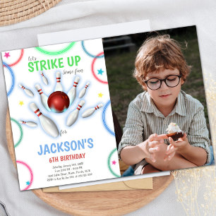 Cores Boliches Convites de Aniversário com Foto