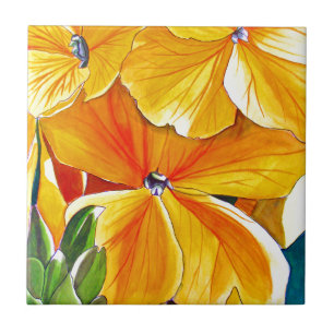 Cores d'água originais de Wallflower art floral