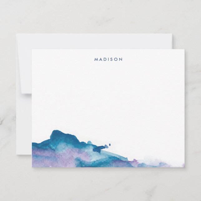 Cores d'água roxas e azuis Obrigado Cartões (Frente)