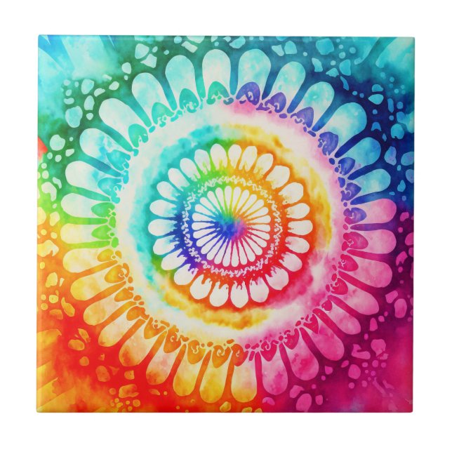 Cores de Arco-íris Tie Dye Retro Hippie Groovy  (Frente)