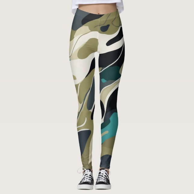 Cores de camuflagem design Leggings de fundo (Frente)