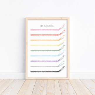 Cores de desenho com lápis - Poster educacional