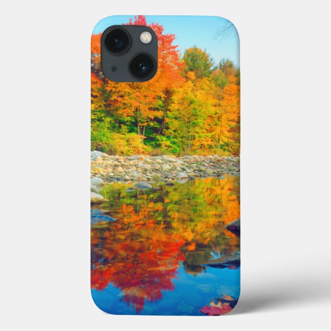 Cores de outono refletidas em um riacho em Vermont (Verso)