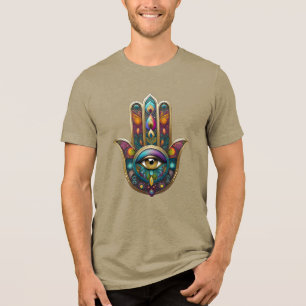 Cores de Pavão Hamsa com Terceiro Olho Dourado
