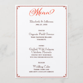 Cores de queda Caligrafia Script Menu Casamento