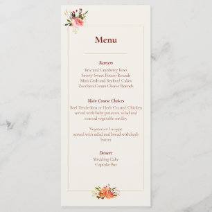 Cores de queda Menu Floral de Aquarela