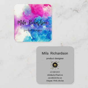 Cores derramadas em cartão de visita de quadrado d