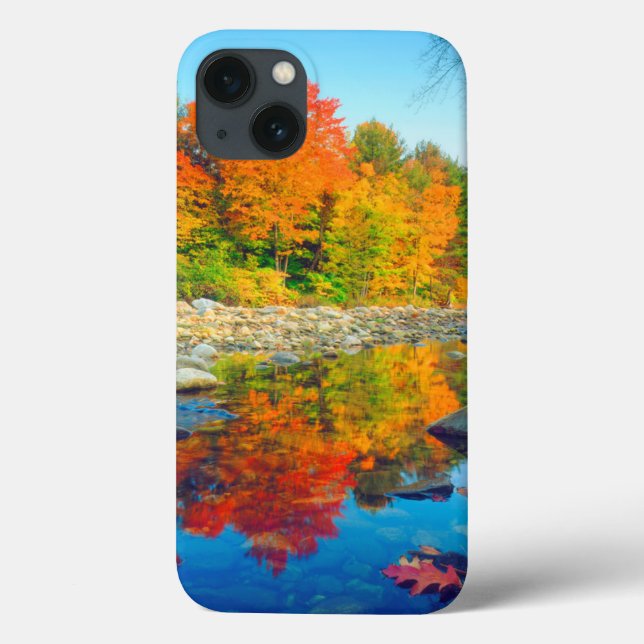 Cores do outono refletindo em um fluxo em Vermont (Verso)