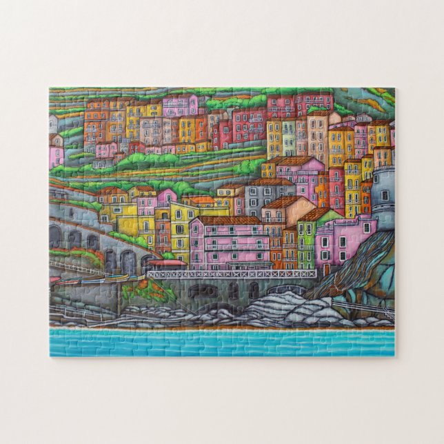 Cores do Quebra-cabeça Manarola 11x14 com caixa de (Horizontal)