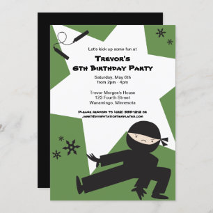 CORES EDITÁVEIS! Convite de aniversário Ninja