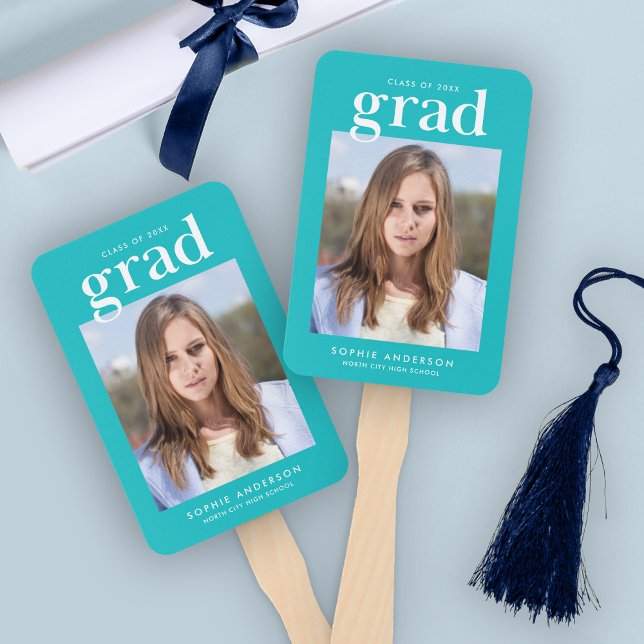 Cores Editáveis Serif Foto Graduação Leque de Mão (Criador carregado)