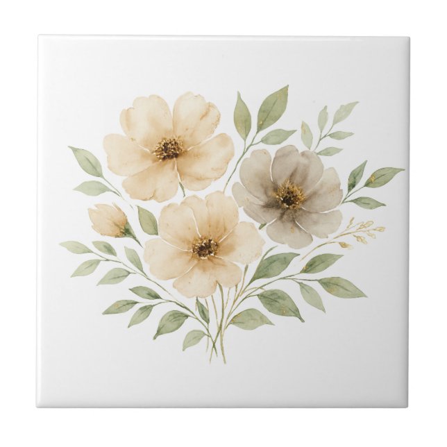 Cores Neutras Bege Cinza Boho Florais Aquarela (Frente)