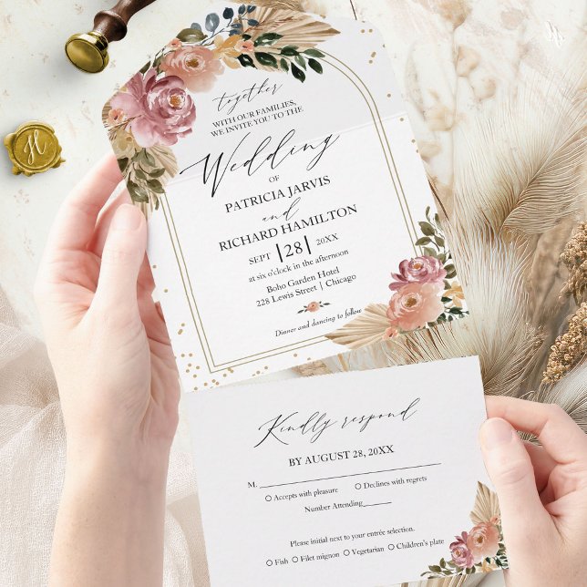 Cores Neutras Chic Boho Floral Casamento (Criador carregado)