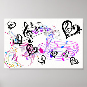 Cores & notas musicais no poster do valor