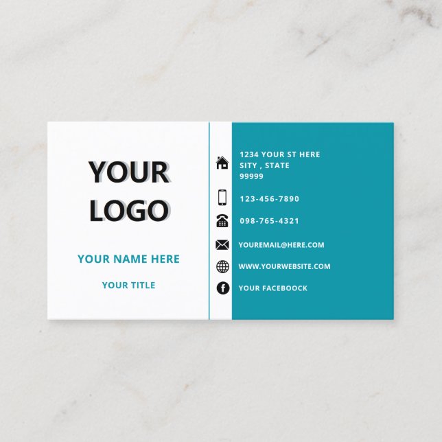 Cores personalizadas e fonte seu Cartão de visita  (Frente)