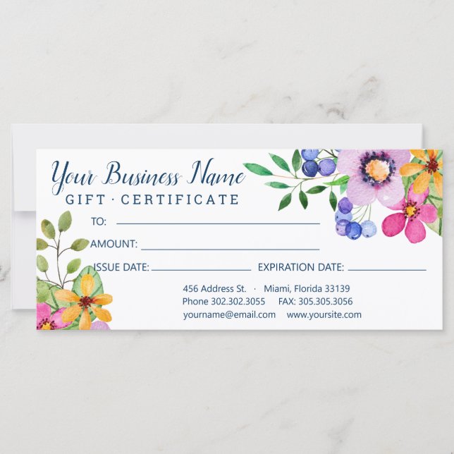 Cores Primárias Felizes Aquarela Salão Floral (Frente)