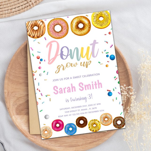 Cores Rosquinhas Convites de Aniversário (Colors Donut Birthday Invitations)