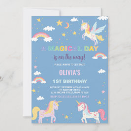 Cores Unicorns Convites de Aniversário