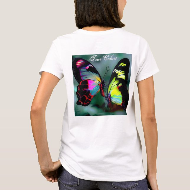 Cores Verdadeiras, Borboletas Camiseta (Verso)