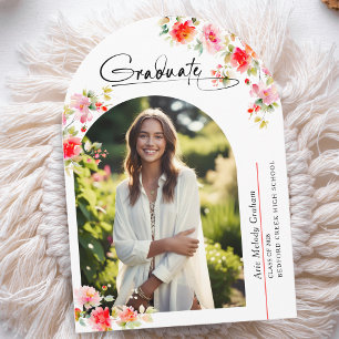 Cores Vibrantes Coral Floral Anúncio de Graduação