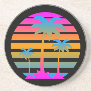 Corey Tiger 80s. Retro Palm Trees Porta copos Suns