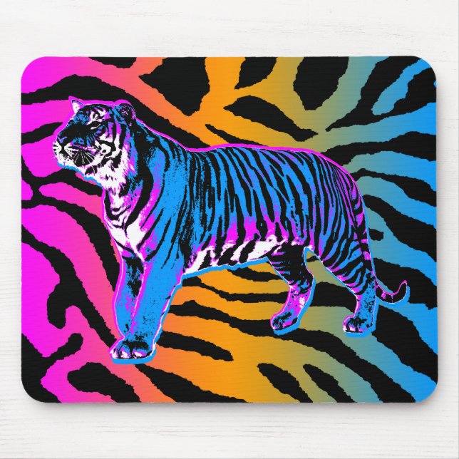 Corey Tiger 80s Retro Tiger &  Listras Mousepad (Frente)