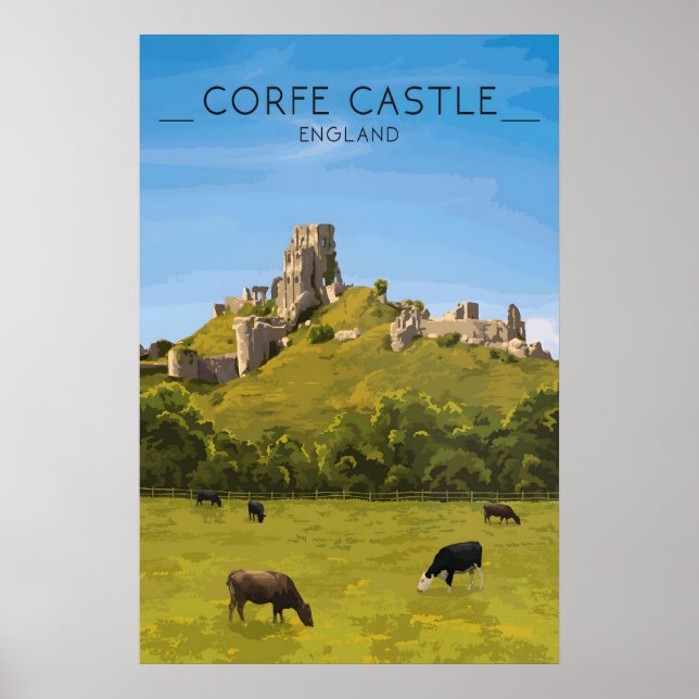 Corfe Castle Travel Poster (Frente)