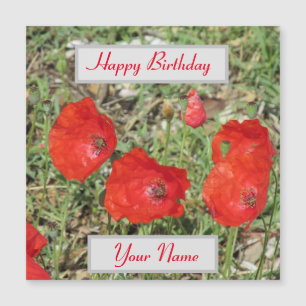 Corfu Red Poppies Cartão de Aniversário Magnéti