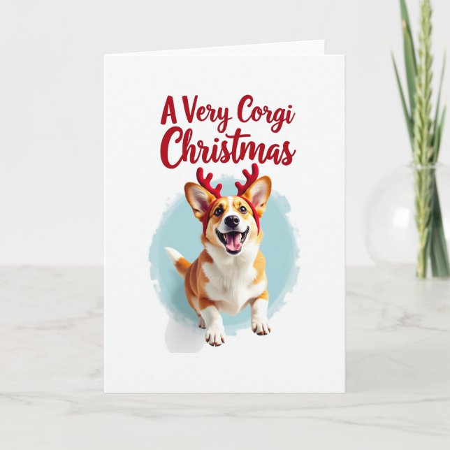 Corgi com Cartão de Natal de Rebelde (Frente)