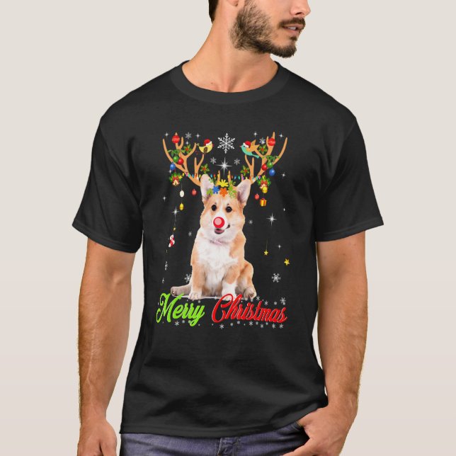 Corgi Com Chifres Camiseta Feliz Natal Xmas (Frente)