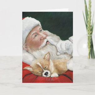 Corgi de Galês do Pembroke & cartão do papai noel