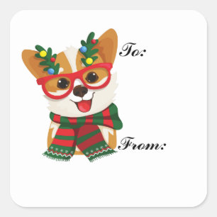 Corgi de Natal Para e De Etiquetas De Presente