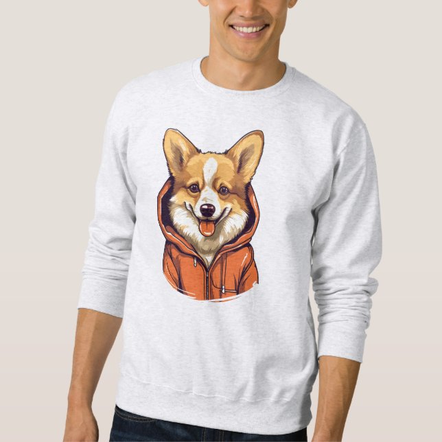 Corgi Engraçado Vestindo Moletom (Frente)