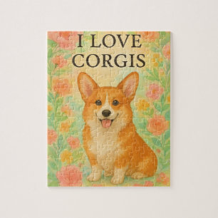 Corgi floral quebra-cabeça