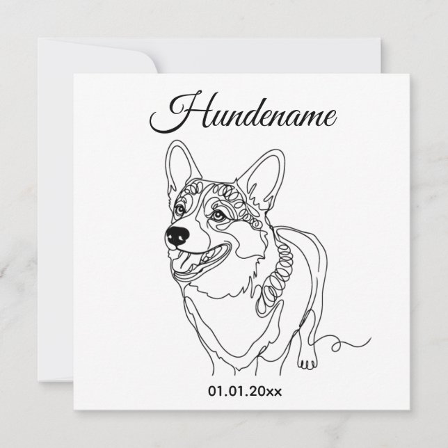 Corgi Line Art personalized dog (Frente)