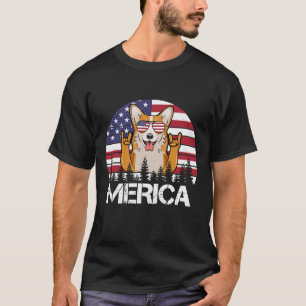 Corgi Merica 4 de julho Camiseta de cão Patrióti