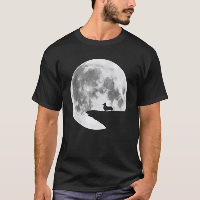 Corgi Moon Raça de Cachorro Camiseta de Halloween (Frente)