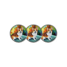 Corgi nos Marcos de Golfe do Jardim