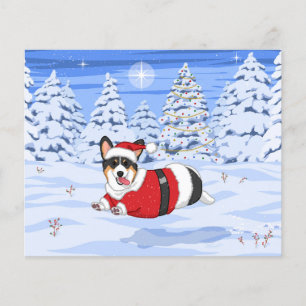 Corgi preto bonito em Papais noeis de Natal