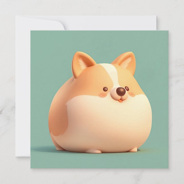 Corgi Puppy Art with Cute Chubby 3D Clay Flat Card (Frente)