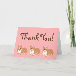 Corgi, rosa e Cartões de agradecimentos castanho