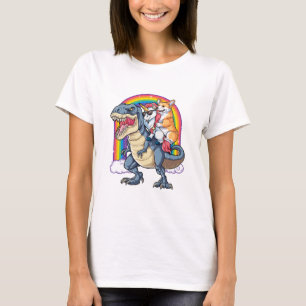 Corgi Unicorn Dirigindo Camisa T rex Dinossauro pa