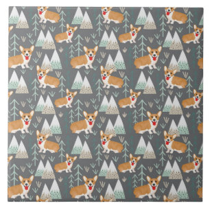 Corgis no padrão das montanhas e florestas
