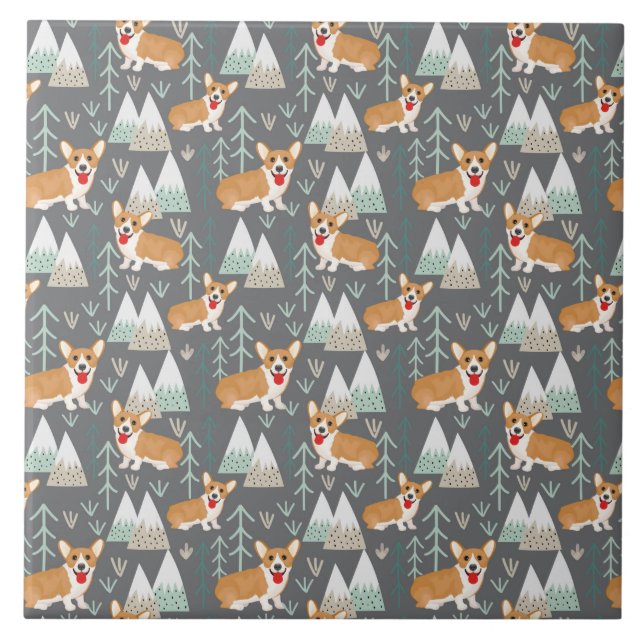 Corgis no padrão das montanhas e florestas (Frente)