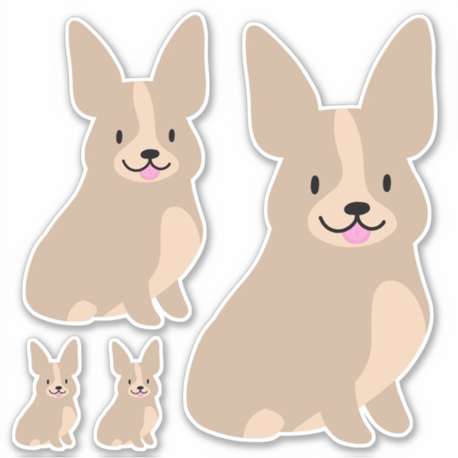 Corgis Simples, Dimensões Diferentes, Adesivo (Frente)
