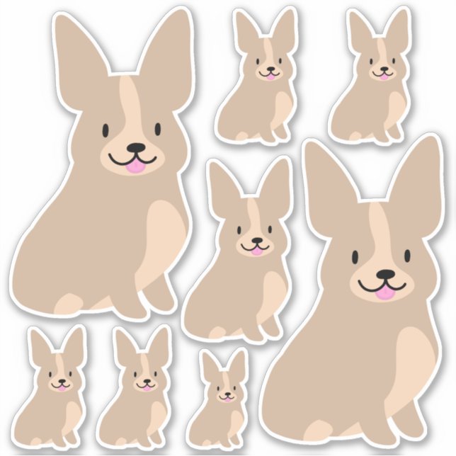 Corgis Simples, Dimensões Diferentes, Adesivo (Frente)