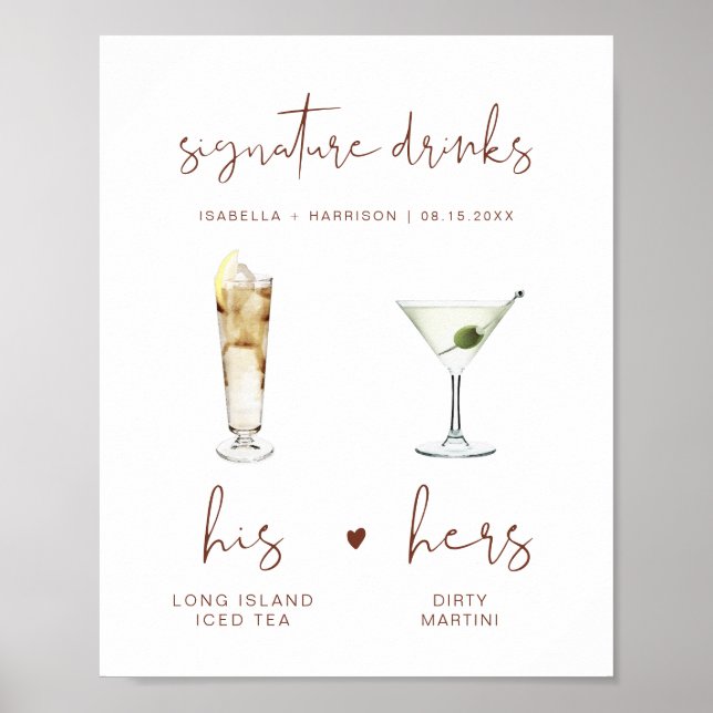 CORIANDER Boho Signature Drink Wedink Poster Bar (Frente)