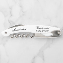 Corkscrews de Casamento Preto Branco de Bridesmaid