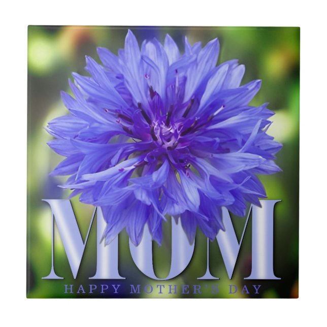 Cornflower Moderno Azul Elegante Dia das Mães (Frente)